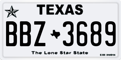 TX license plate BBZ3689