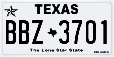 TX license plate BBZ3701