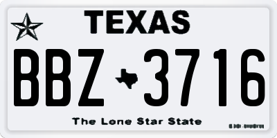 TX license plate BBZ3716