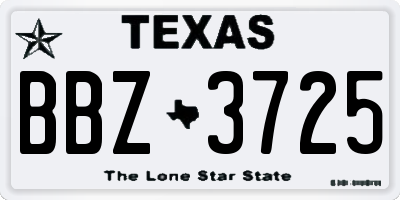 TX license plate BBZ3725