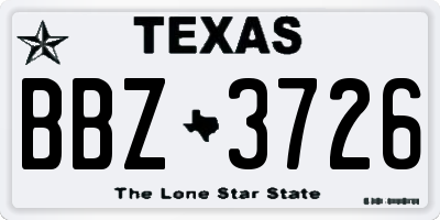 TX license plate BBZ3726