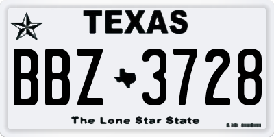 TX license plate BBZ3728