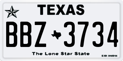 TX license plate BBZ3734