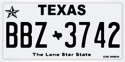 TX license plate BBZ3742