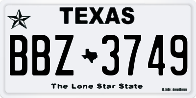 TX license plate BBZ3749