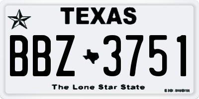 TX license plate BBZ3751
