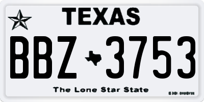 TX license plate BBZ3753