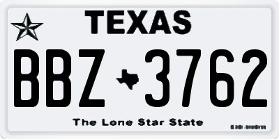 TX license plate BBZ3762