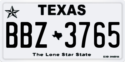 TX license plate BBZ3765
