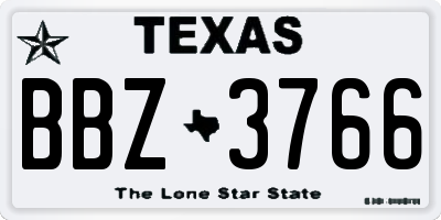 TX license plate BBZ3766