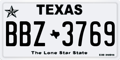 TX license plate BBZ3769