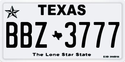 TX license plate BBZ3777