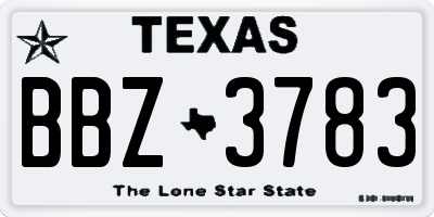TX license plate BBZ3783