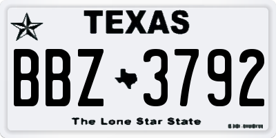 TX license plate BBZ3792