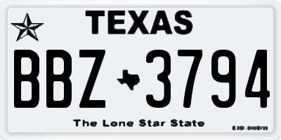 TX license plate BBZ3794
