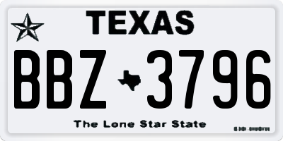 TX license plate BBZ3796