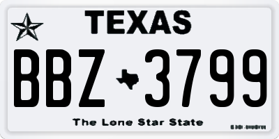 TX license plate BBZ3799