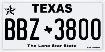 TX license plate BBZ3800