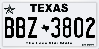 TX license plate BBZ3802