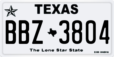 TX license plate BBZ3804