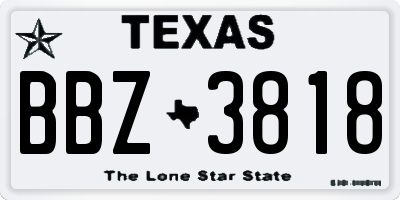 TX license plate BBZ3818