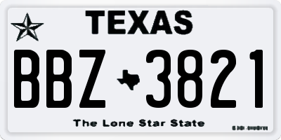 TX license plate BBZ3821