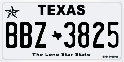 TX license plate BBZ3825