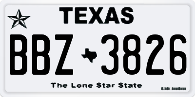 TX license plate BBZ3826