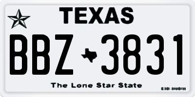 TX license plate BBZ3831