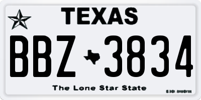 TX license plate BBZ3834