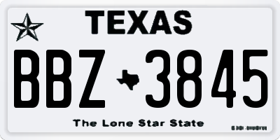 TX license plate BBZ3845