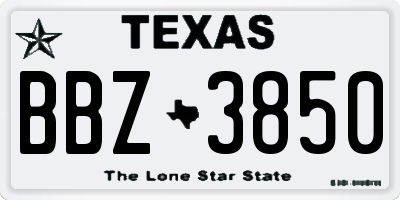 TX license plate BBZ3850