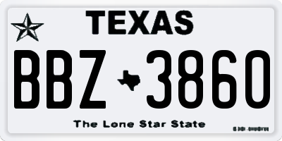 TX license plate BBZ3860