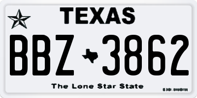 TX license plate BBZ3862