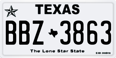 TX license plate BBZ3863