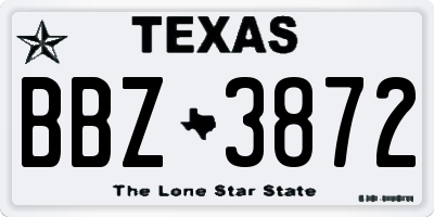 TX license plate BBZ3872