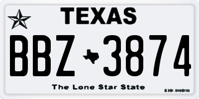 TX license plate BBZ3874