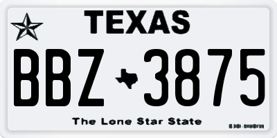 TX license plate BBZ3875