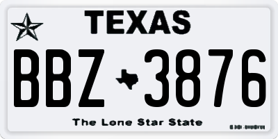 TX license plate BBZ3876