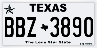 TX license plate BBZ3890