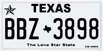 TX license plate BBZ3898