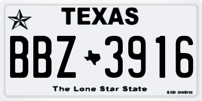 TX license plate BBZ3916