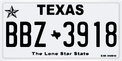 TX license plate BBZ3918