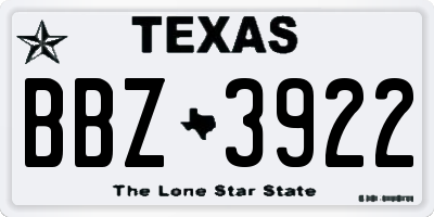 TX license plate BBZ3922