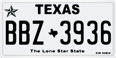 TX license plate BBZ3936