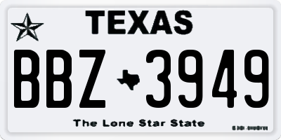 TX license plate BBZ3949