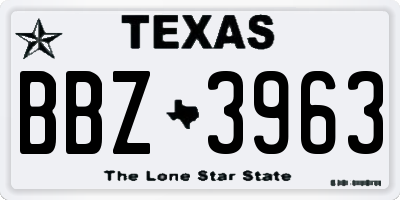 TX license plate BBZ3963