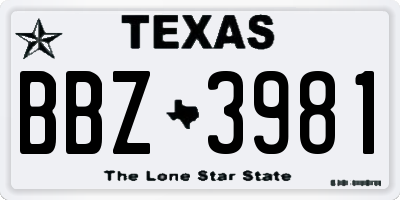 TX license plate BBZ3981