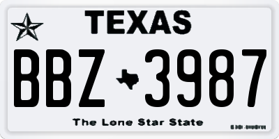 TX license plate BBZ3987