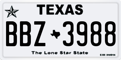 TX license plate BBZ3988